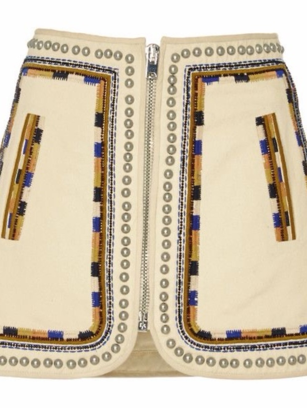 Isabel Marant Cream Mini Skirt with Embroidered Trim